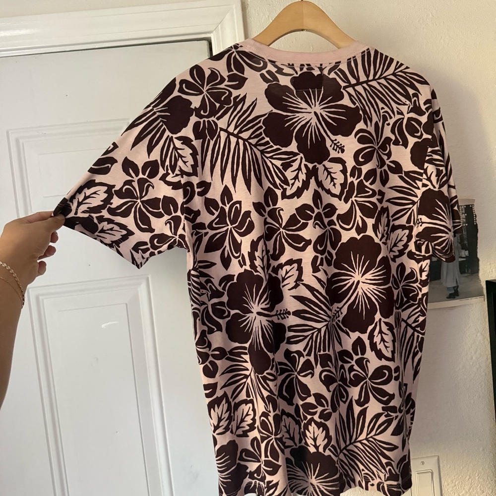 Todd Snyder nude cream pink brown tropical Hawaiian print crew neck‎ tee t-shirt - Picture 4 of 5